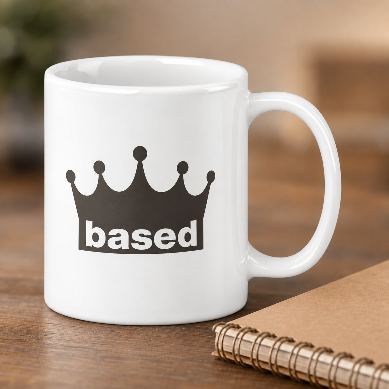 based mug, on a table