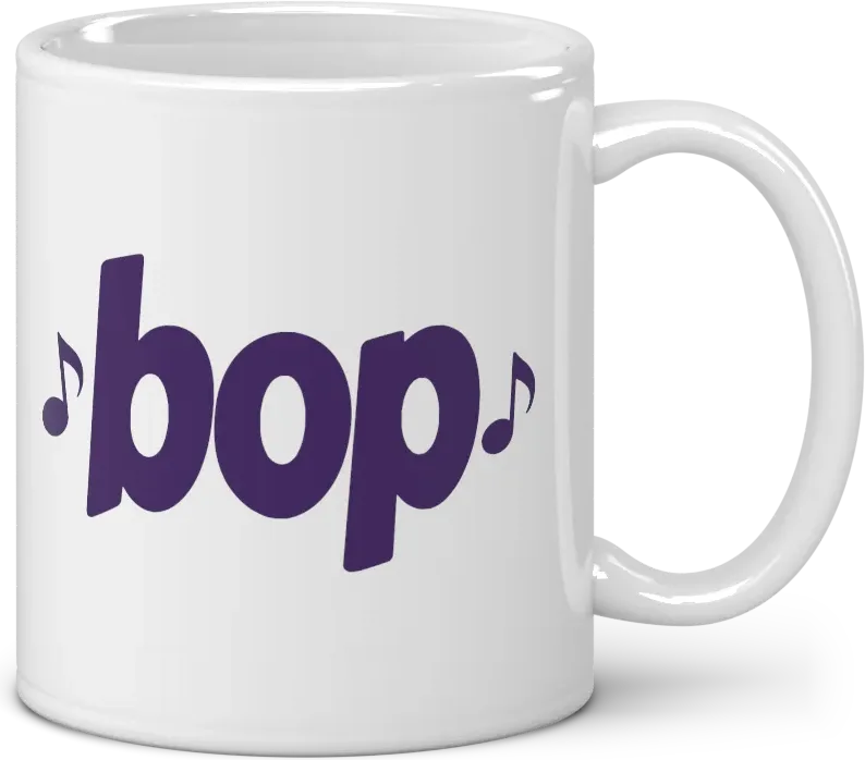 bop mug, handle to the right