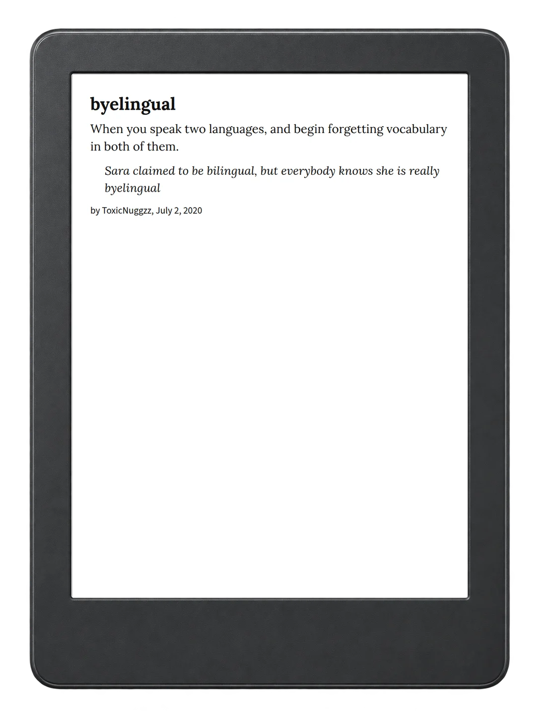 Selected passage from Urban Dictionary of Spanglish on an illustrative e-reader (device not included)