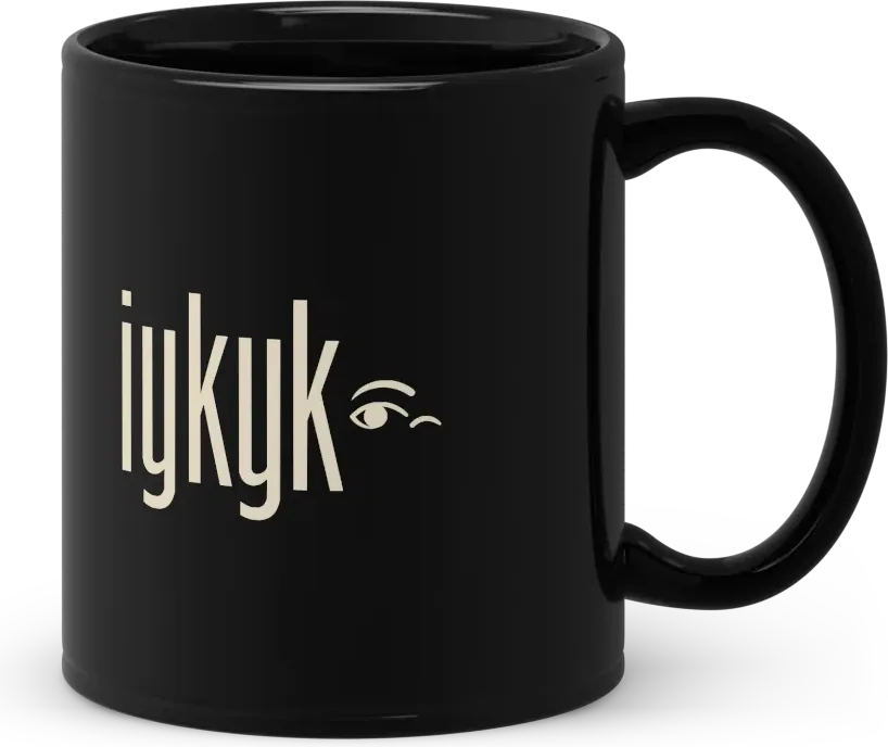 iykyk mug, handle to the right