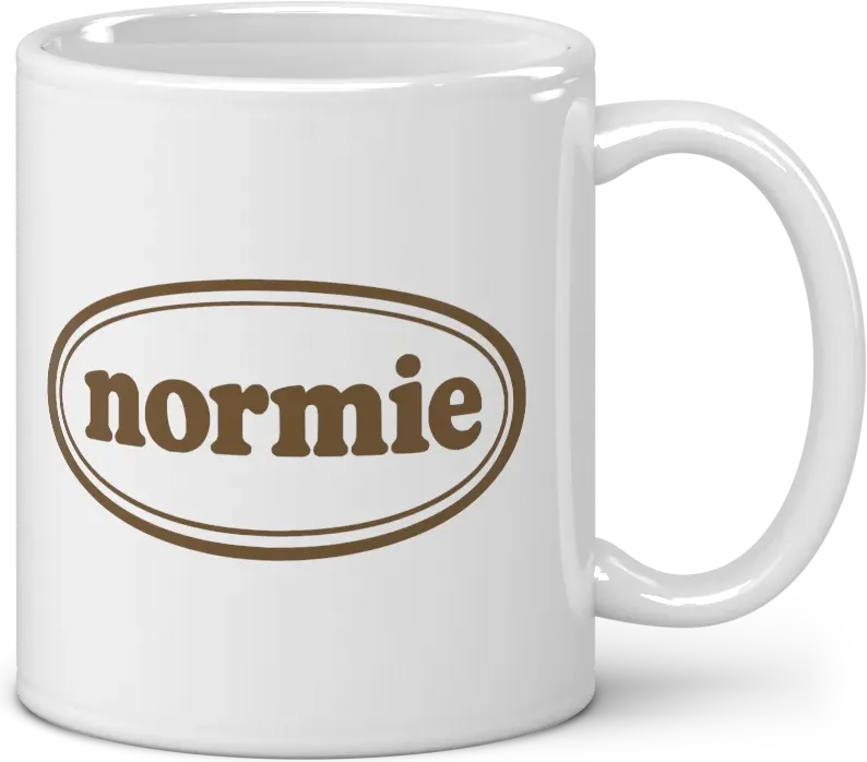 normie mug, handle to the right