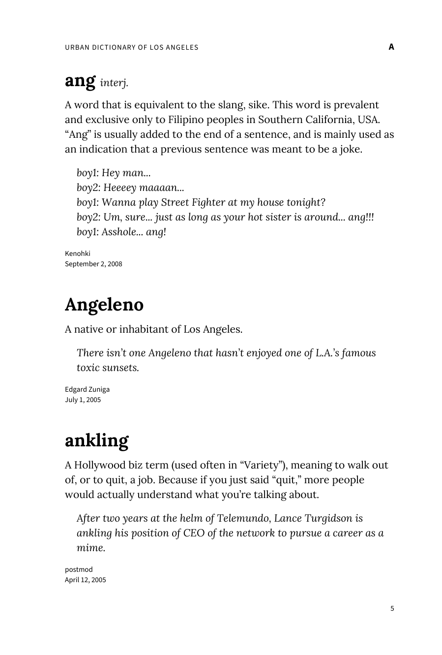 Preview page 11 of Urban Dictionary of Los Angeles