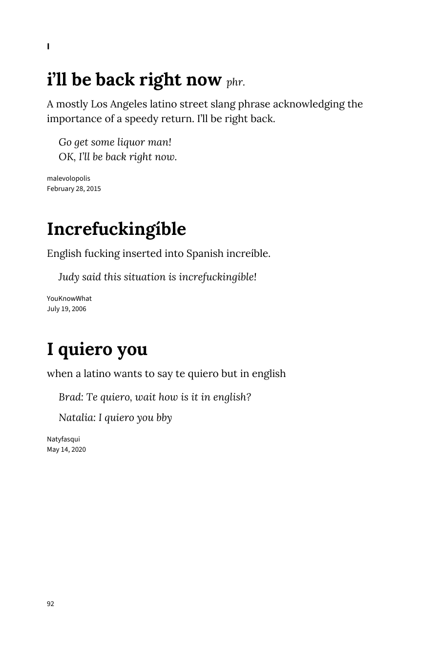 Preview page 98 of Urban Dictionary of Spanglish