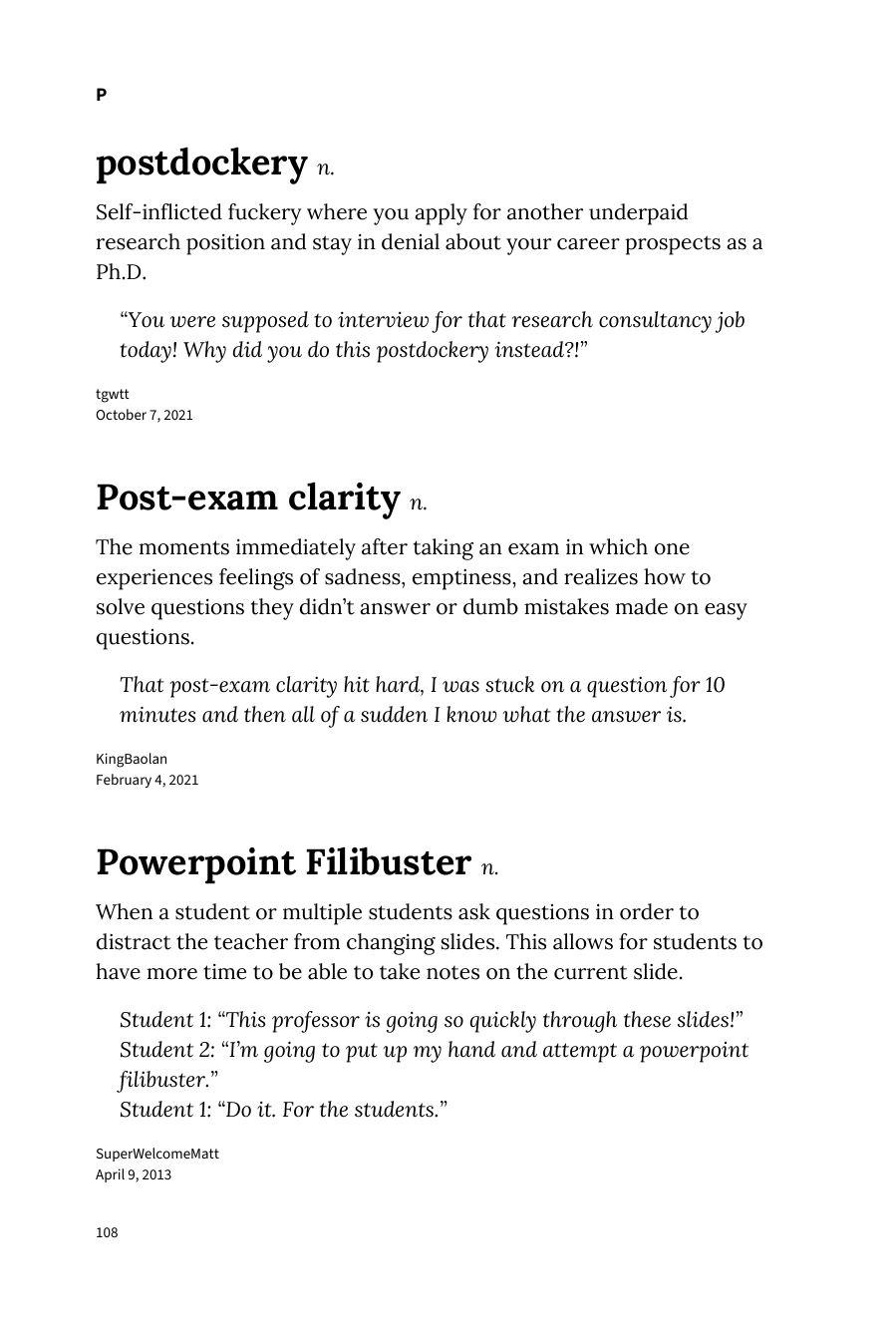 Preview page 114 of Urban Dictionary of College