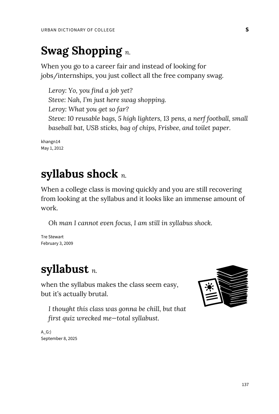 Preview page 143 of Urban Dictionary of College